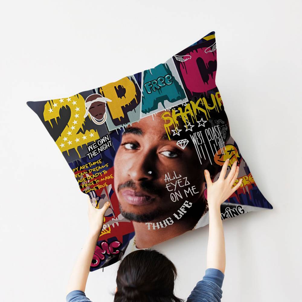2PAC Hip-Hop Sänger Kissenbezug Auto Überwurfskissenbezug Für Sofa Auto Weihnachtsgeschenk 40x40cm 45x45cm
