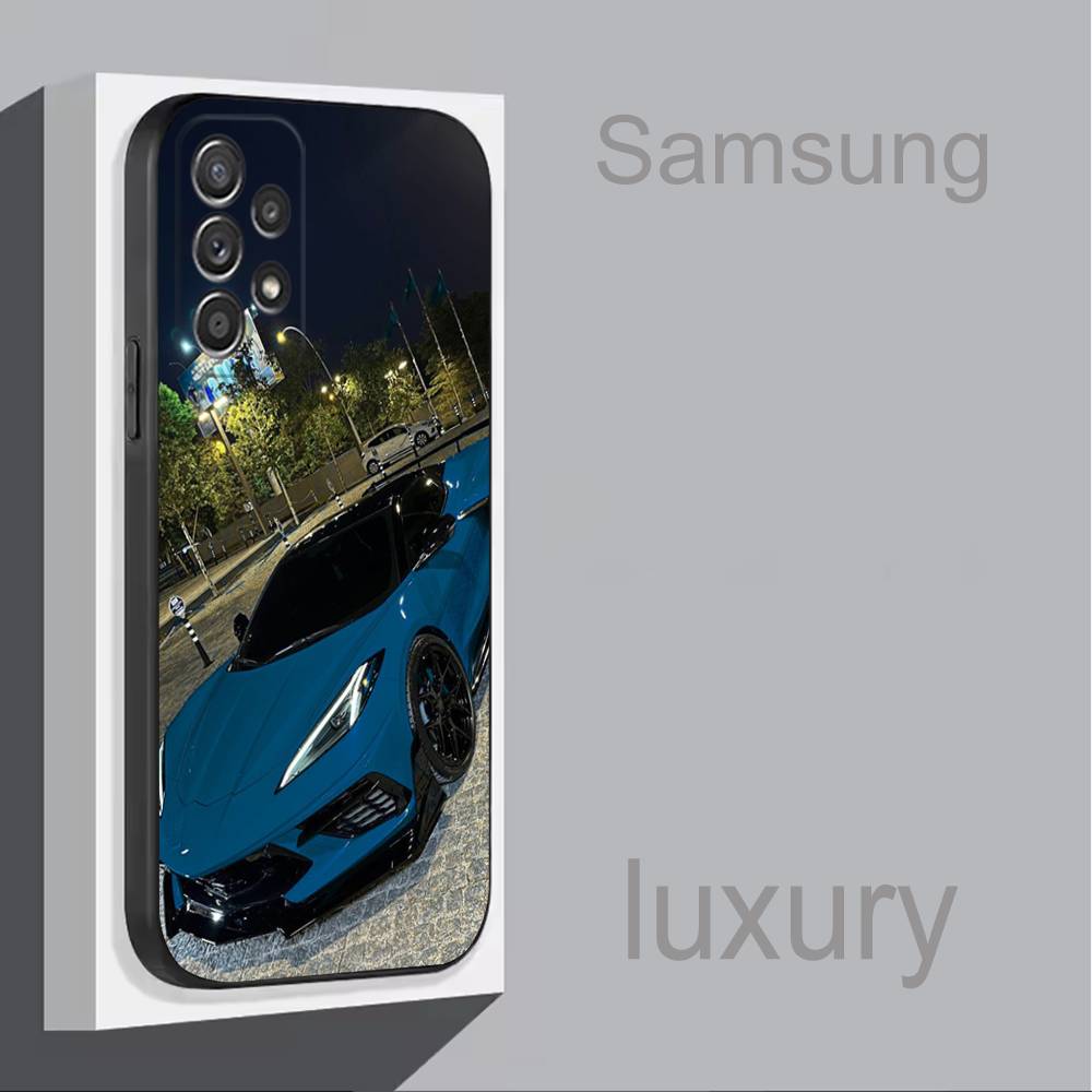 Car C-CorvetteS C8 C7 COOL For Samsung S 25,24,23,22,30,21,10,9,Ultra,Plus,Lite,FE,4,5G Phone Case Black Soft Case