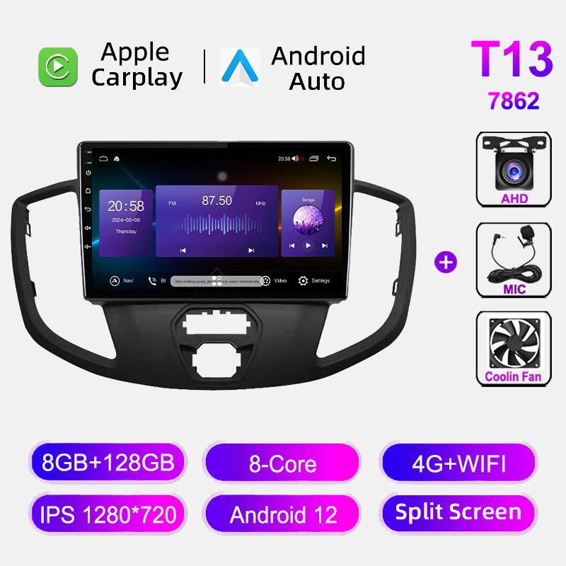 Car Radio GPS Navigation For Ford Transit Tourneo Custom 2015-2018 WIFI Android Auto Carplay Stereo Head Unit Multimedia Player