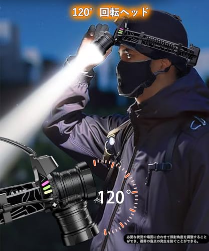 LED Headlamp [2025 Exclusive - White, Yellow, and Blue - 3 Light Sources] Ultra-Bright 150,000 Lumens, Powerful, Digital Battery, USB Rechargeable, 4