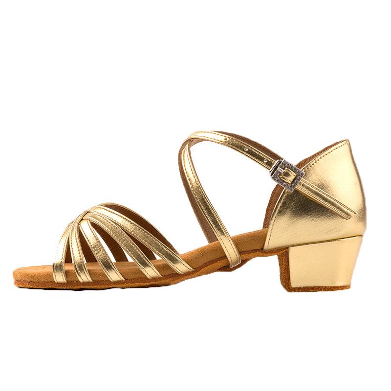 

Fashion Low Heel Latin Dance Shoes Women Ladies Kids Children - Ballroom Tango Salsa Training Shoes 24 золотой