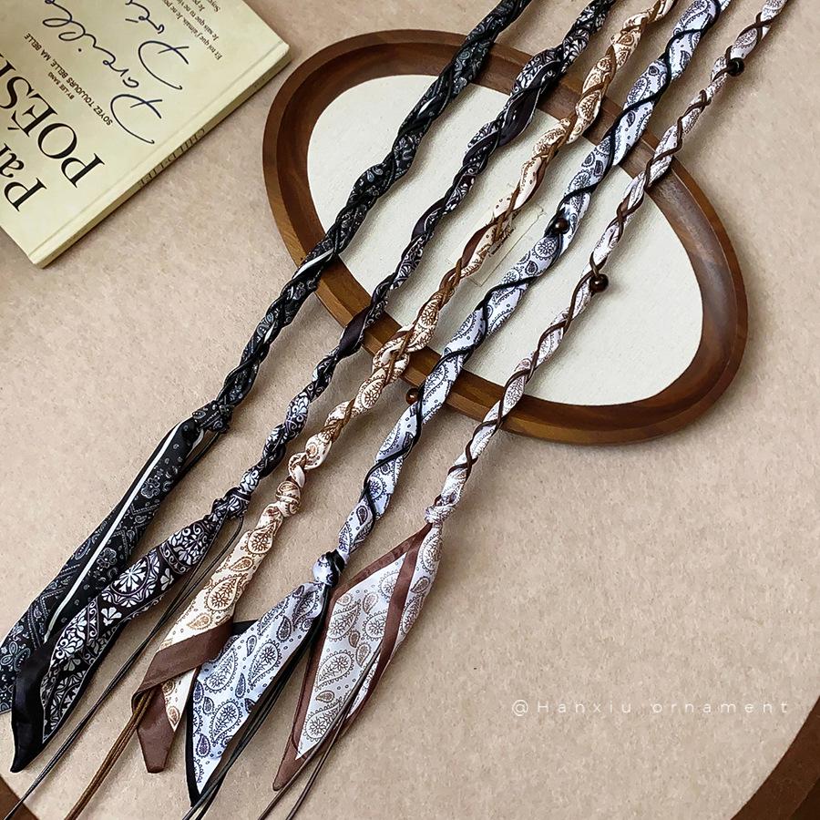Korean Silk Scarf with Wooden Beads: Trendy, Versatile Waist Chain & Belt for Women
