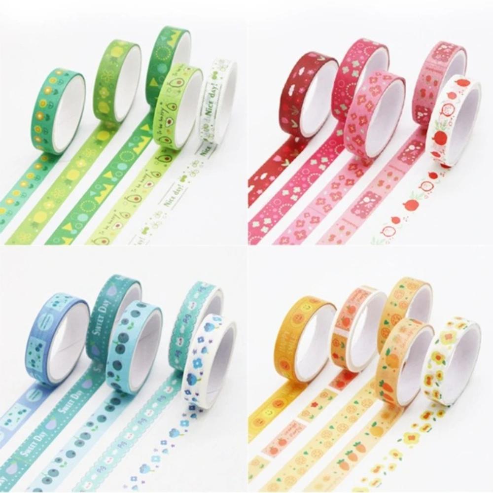 20Pcs 2m Cute Cartoon Fruit Printed Wash Tape Scrapbook Journal Planner Decorative Tapes For Girl Aesthetic Tearable Paper Tape