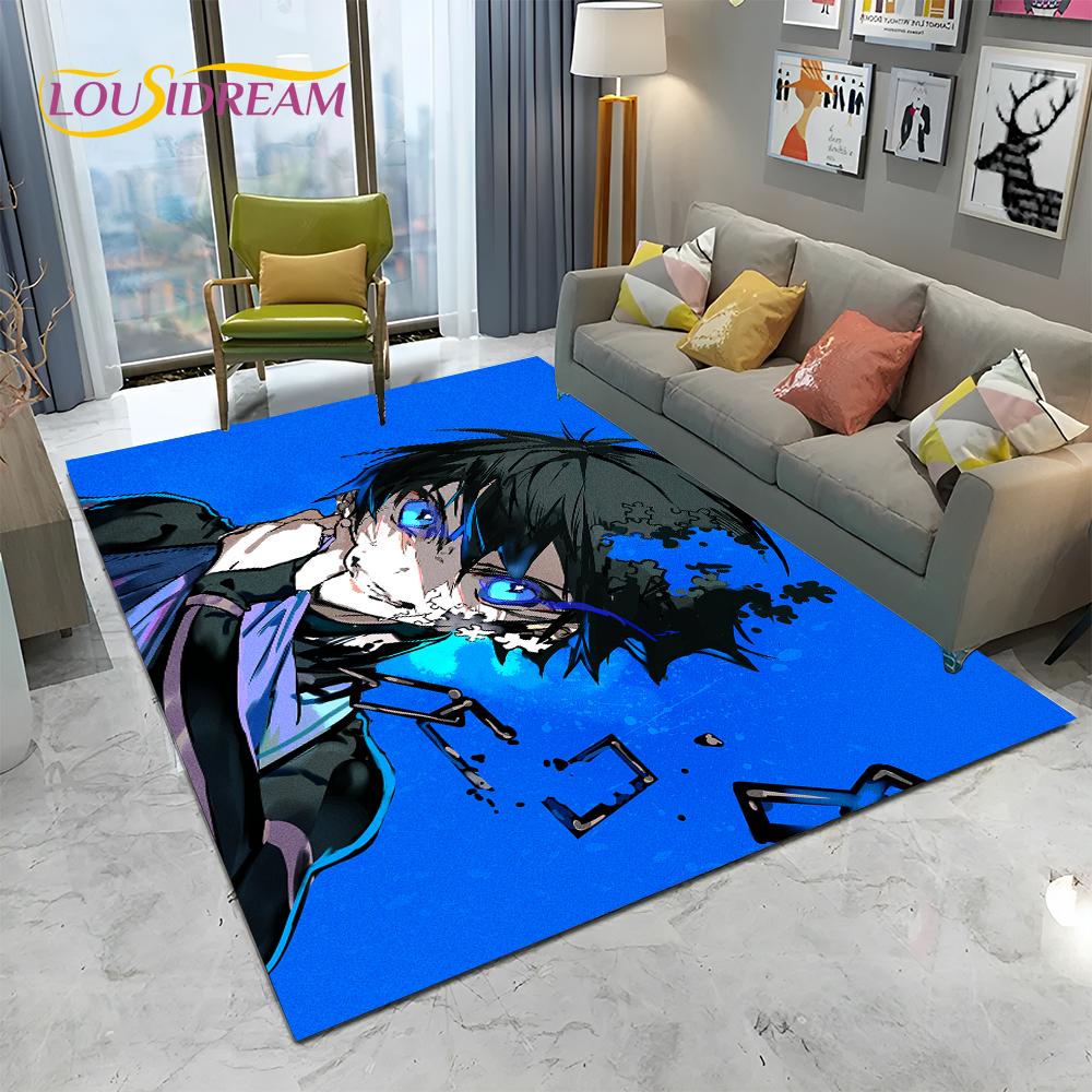 Teppich mit Cartoon-Motiv, blaues Schloss, Fußball, Anime, für Zuhause, Wohnzimmer, Schlafzimmer, Sofa, Fußmatte, Dekoration, Kinderspielbereich, rutschfeste Bodenmatte
