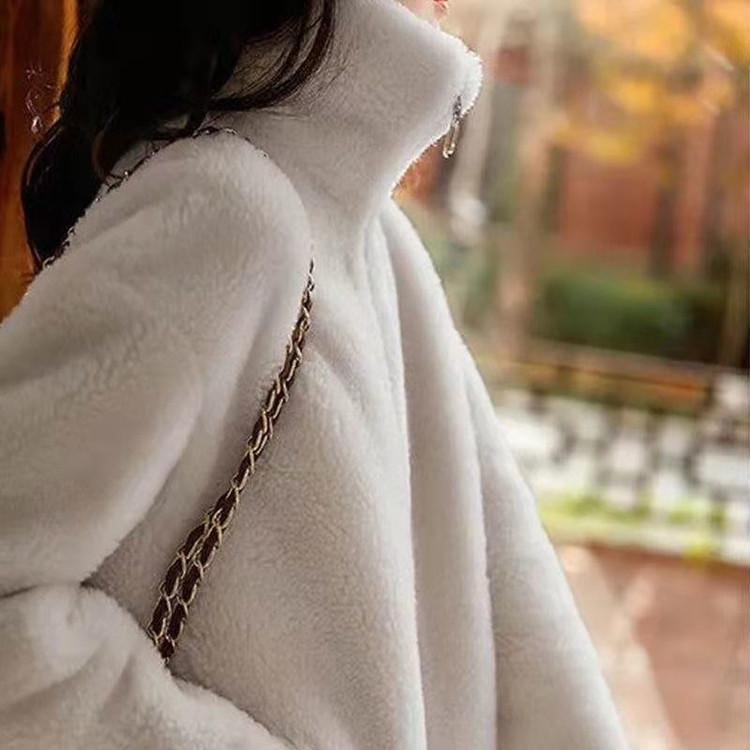 Women's Coral Velvet High-Collar Zipper Sweatshirt - Double-Sided Thickened for Autumn/Winter