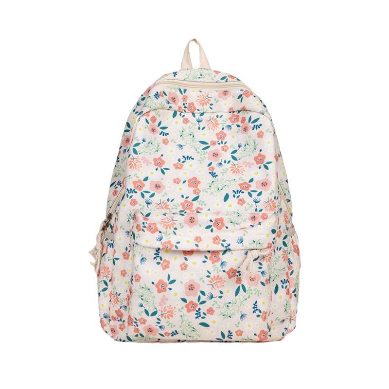 Schoolbagins Schoolbag Korean Version Junior High School College Student Versatile Mori Retro Floral Backpack Leisure Travel Backpack Female
