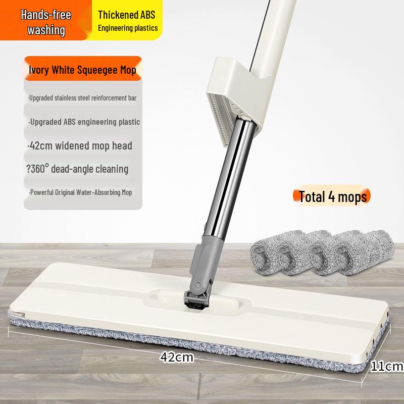Large Hands-Free Wet & Dry Flat Mop with Squeegee