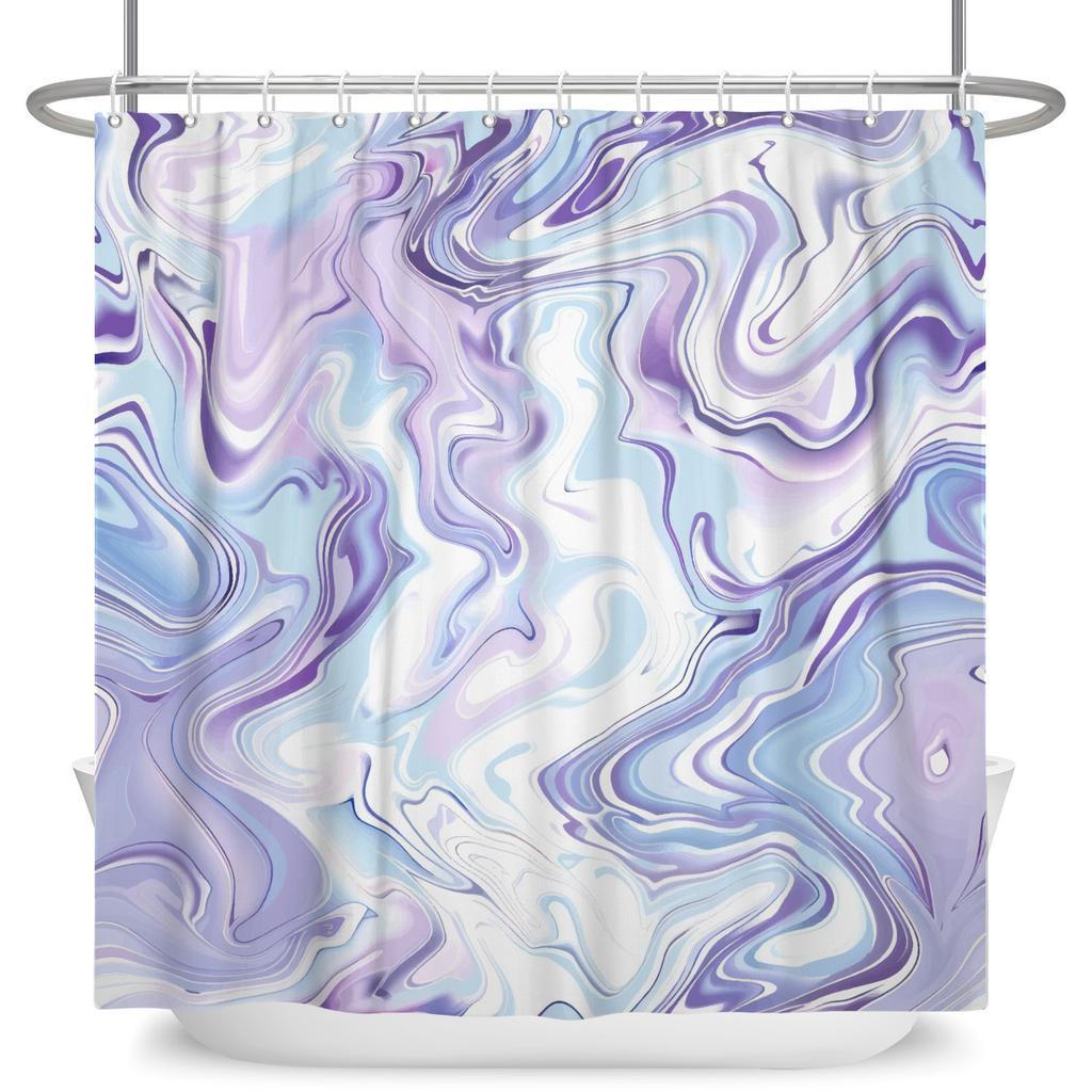 Marble Texture Shower Curtain Abstract Fluid Art Print Waterproof Bath Curtain Bathroom Decor Multiple Color Polyester With Hook