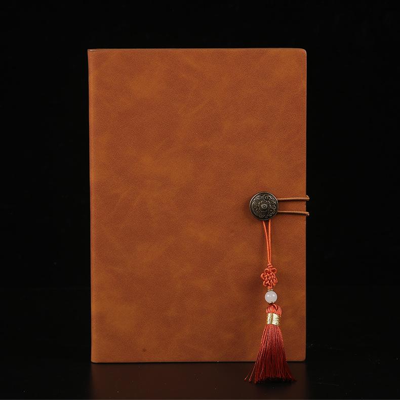 Retro Soft Leather Tassel Buckle Business Notebook - A5 B5 A6 Chinese Style Journal, Portable A5