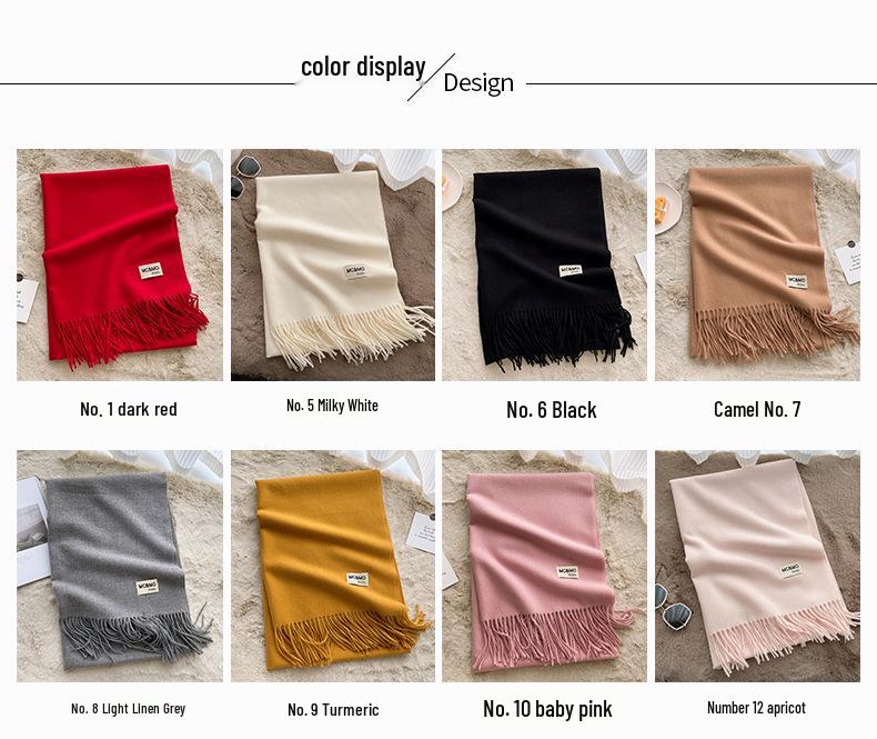 2024 Soft Imitation Cashmere Scarf: Women's Autumn-Winter Korean Style Warm Neck Warmer - Couple's Cold Protection Long Shawl.