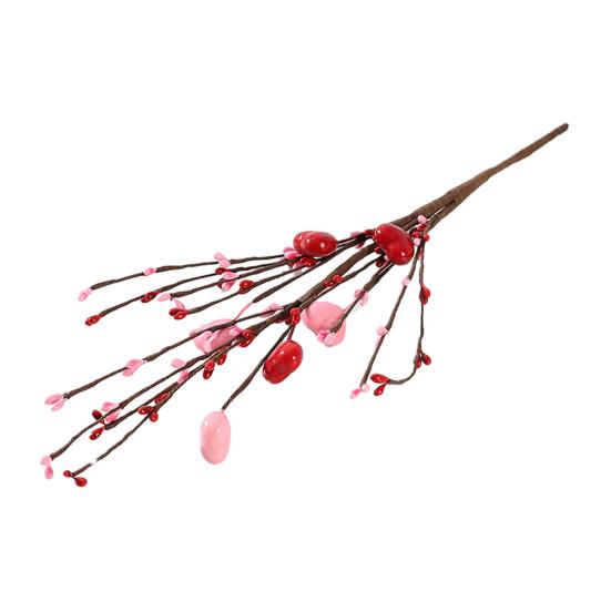 Künstlicher Tulpenblütenstiel Herzförmige Beerenpicks für Valentinstag Jahrestag Blumensträuße Hochzeit Heimdeko