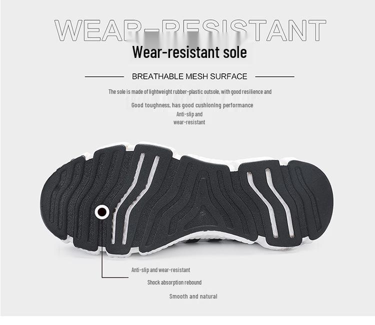 Seventeen-Color Versatile Plus Size Men's Flyknit Sneakers with Breathable Mesh and Popcorn Sole