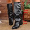 Elegant Heeled Pointed Toe Ladies Knee High Shaft Shoes Spring Autumn Leather Women'S Long Boots New In Punk Gyaru 39 Boot Sale