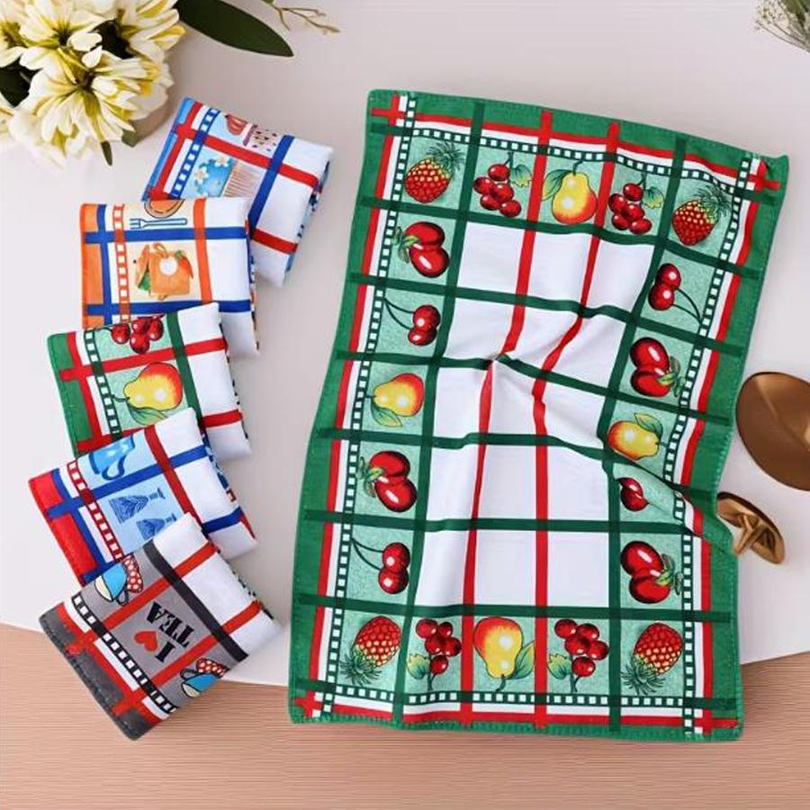 6er-Pack, Küchenhandtücher im lustigen und minimalistischen Stil, farbenfroher bedruckter dekorativer Stoff, weich und saugfähig, festliche Geschirrtücher, Reinigungsmittel.