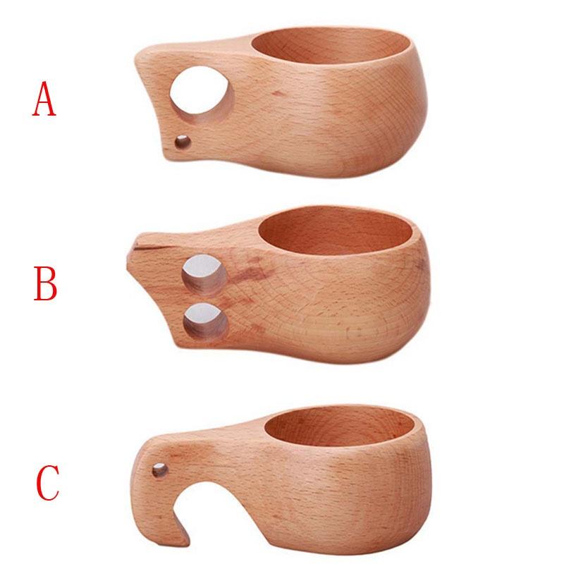 Beech Single Hole Double Hole Elephant Nose Shape Wooden Coffee Cup Home Decoration