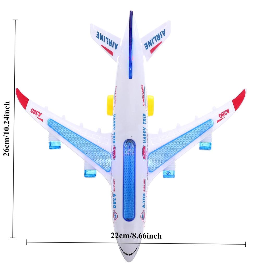 מטוס צעצוע אלקטרוני עם מוזיקה, טייס אוטומטי, אורות וצלילים, סיבוב אוטומטי, צעצוע חינוכי, מתנה לילדים