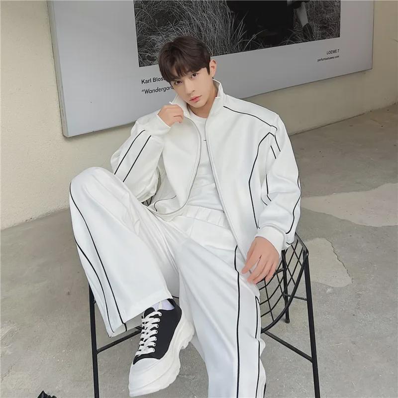 Luxury Men's Casual Sports Suit: Loose Cardigan Jacket & Wide-Leg Pants Set