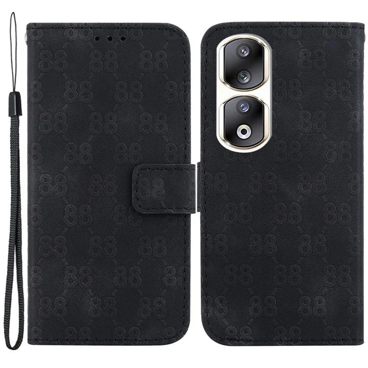 

Shockproof Leather Cover for Honor 90 Pro Double 8-Shape Imprinted Wallet Stand Phone Case