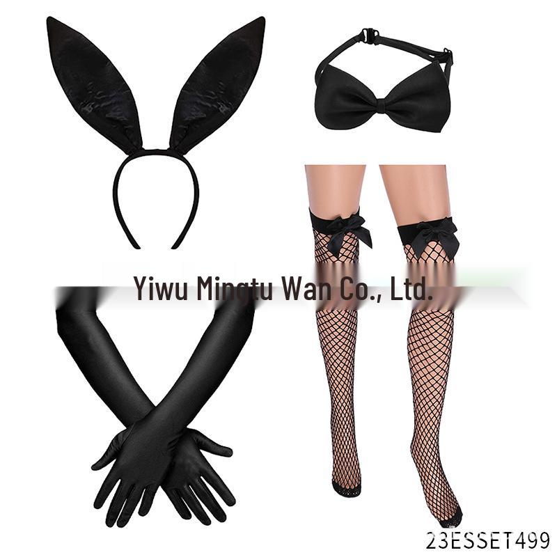 Konijnenmeisje Cosplay Set: Satijnen Hoofdband, Pompon Konijnenstaart, Kostuum Prop