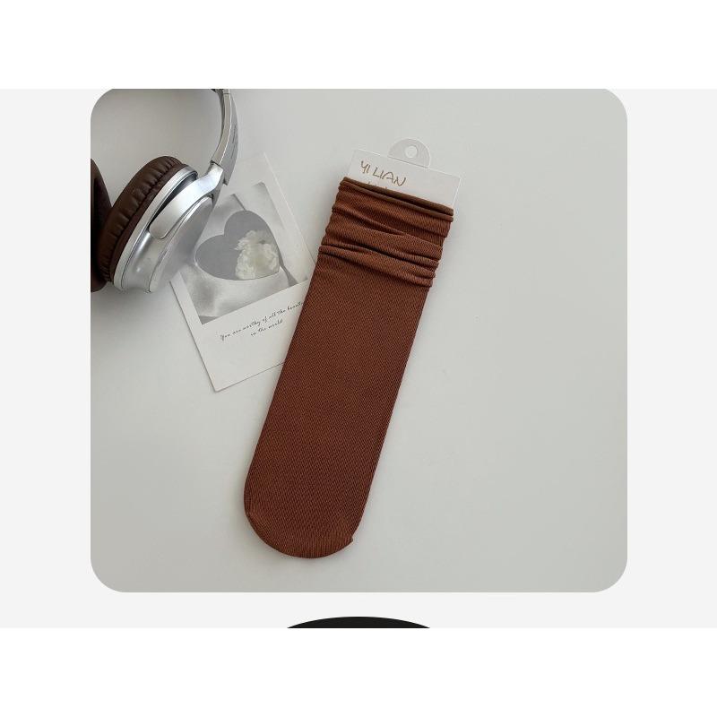 Pure Cotton Women's Summer Thin Pile Socks Solid Color Mid-calf Socks Oxygen Cotton Postpartum Socks Women's Long Socks