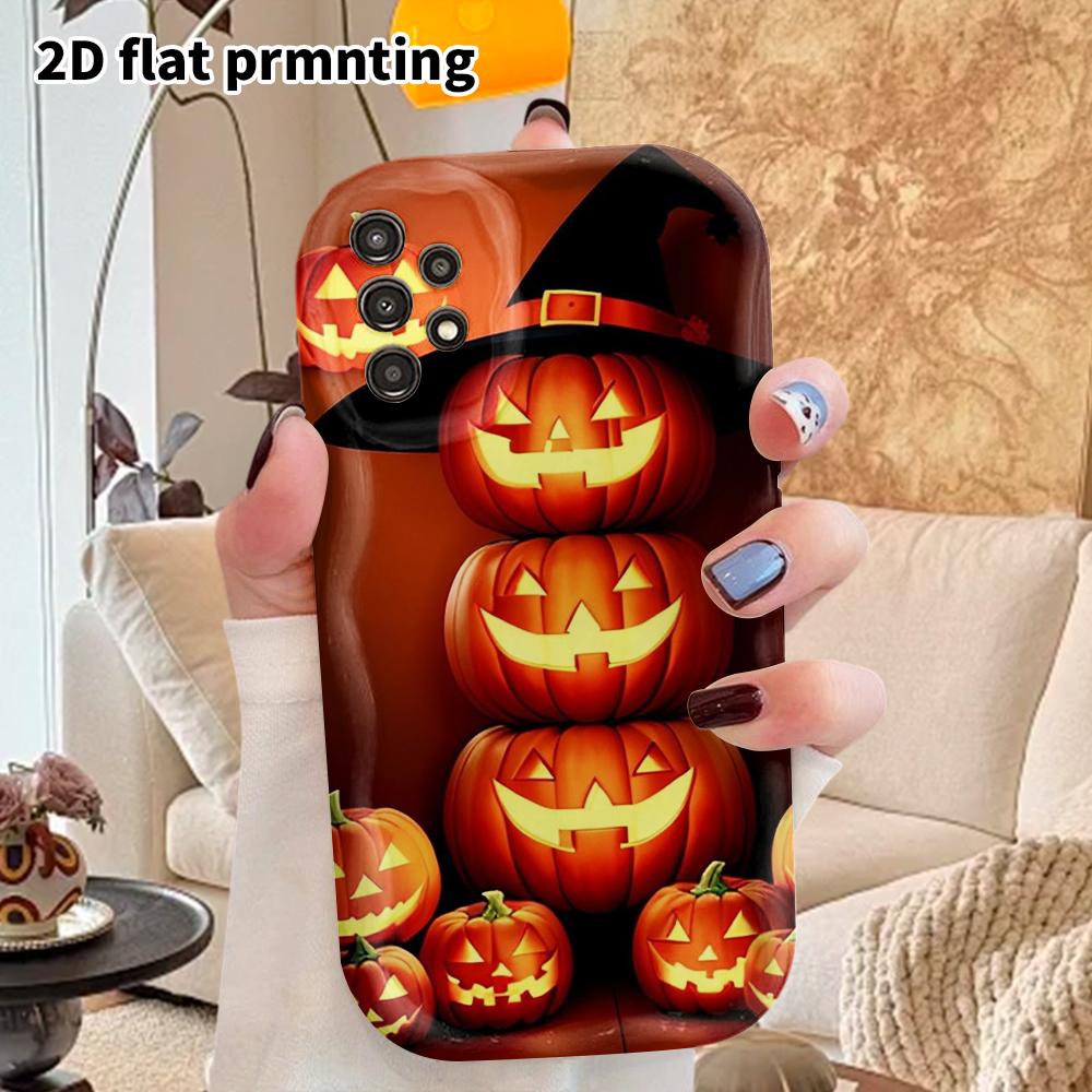 Phone Case: 2D Flat Samsung Galaxy A34 A35 M05 M06 S20 S22 S21 FE Plus 5G Protective Case, Couples Style, Warm Orange Tone, Christmas and Halloween Gi