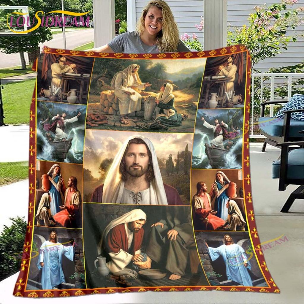 Jesus Blanket Virgin Mary Blanket Flannel Blanket Super Soft Throw Blankets for Bedroom Couch Sofa Gift Tv Blanket Bedding