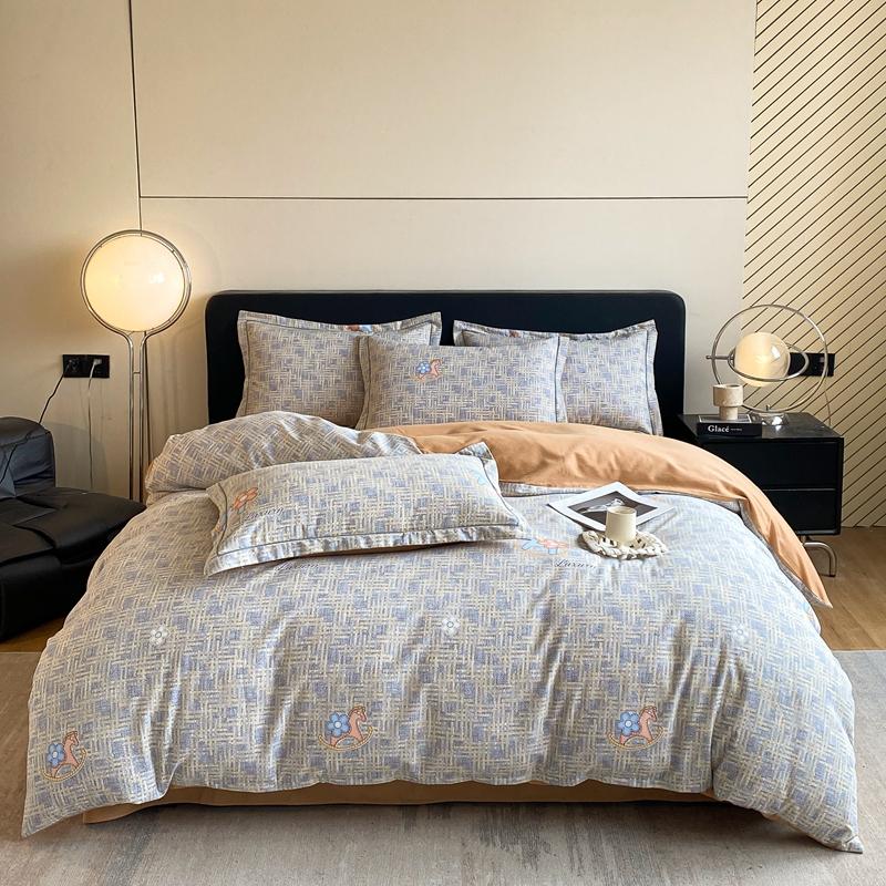 3pc Print Cotton Quilt Cover Set,Skin Soft No Fading,Single/Queen Size Multi-Size,All Seasons Men And Women Bedding Set,No Core