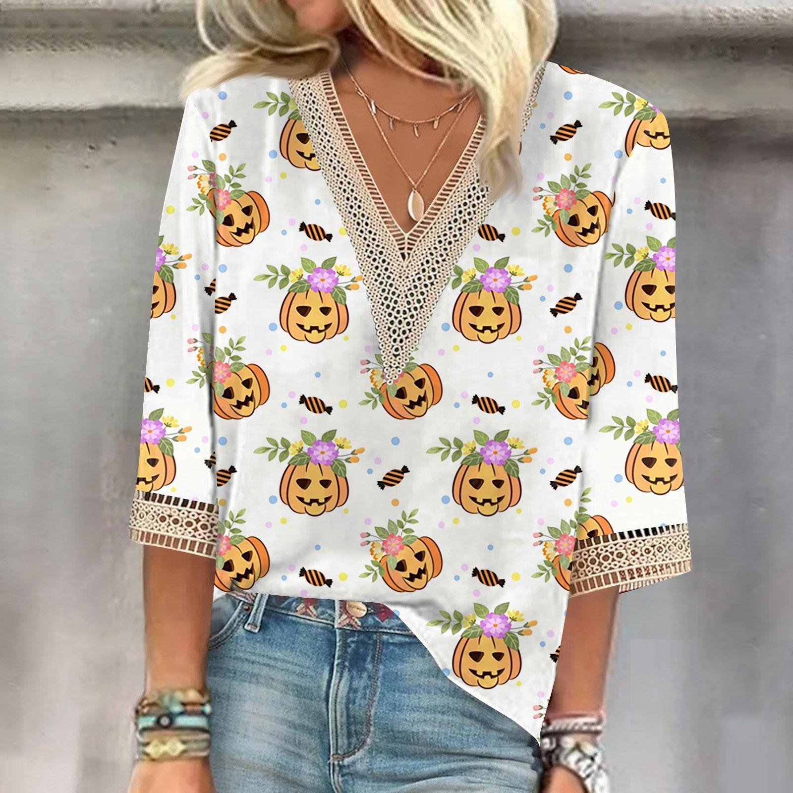 Женский модный повседневный топ с v-образным вырезом и укороченными кружевными рукавами — фото 8