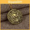 Pirates Of The Caribbean Themed Jewelry Mens Gold Alloy Skull Necklace With Water Wave Chain