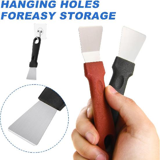 2Pcs Cleaning Scrapers, Scrapers for Ovens Stoves Induction Hob Freezer Stainless Steel Scraper Corner Seam Cleaning Tools Putty Scraper with Plastic