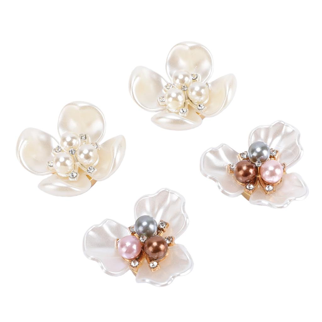 4PCS Button Covers Pearl Flower Petal Cufflinks for Shirt Cuff Men Women Clothing Sewing Crafts