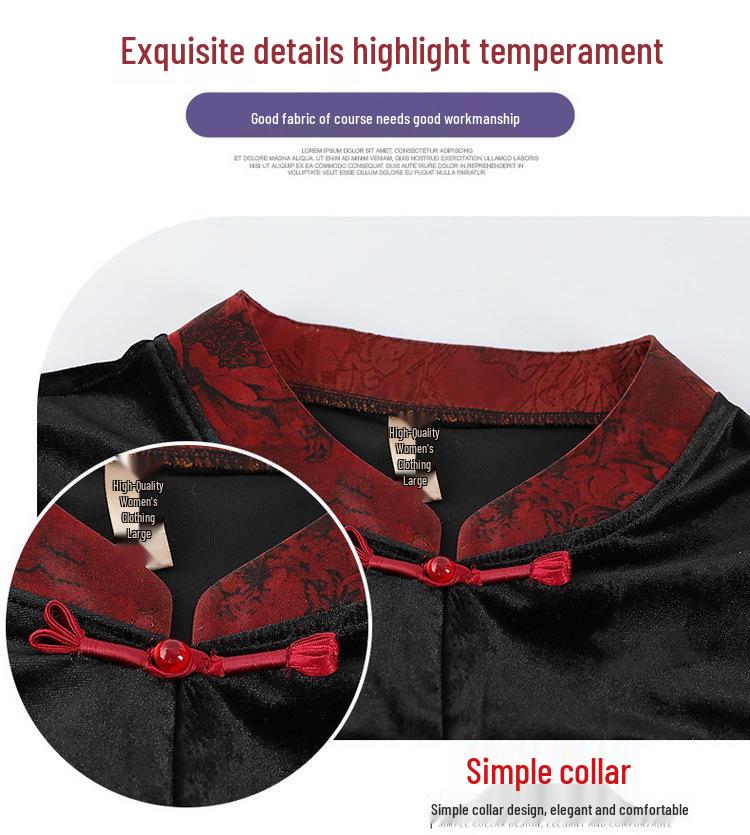 Grandma's Gold Velvet Tang Suit - New Chinese Style Two-Piece Set for Spring & Autumn 