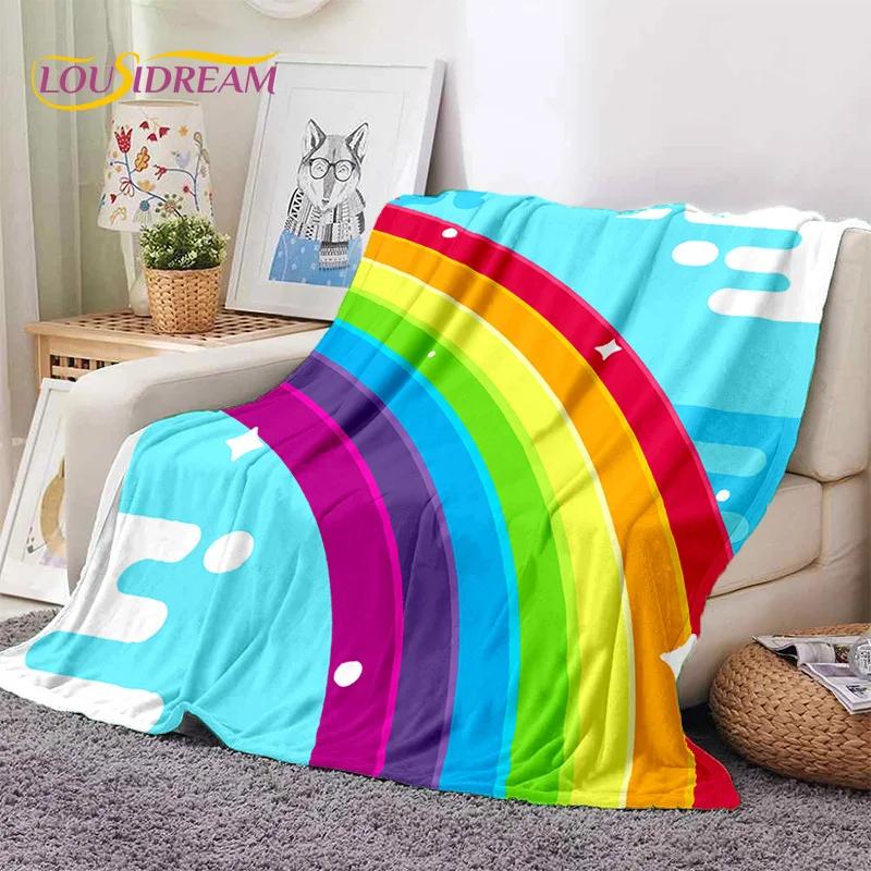 Rainbow Colour Illusion Cartoon Soft Flannel Blankets,Throw Blanket Comfortable Blanket for Picnic Beds Sofa Home Bedroom Gifts