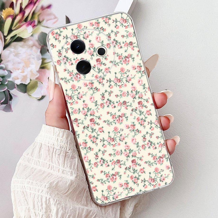 For Vivo Y39 5G Y300i 5G / Vivo V2436 V2444A Back Cover Girly Fashion Flower Butterfly Painting Case Soft Clear Silicone Funda