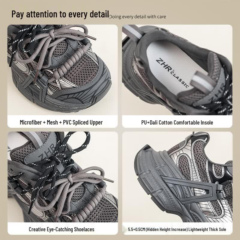 ZHR JT62 Damen Retro klobige Plateau-Sneaker