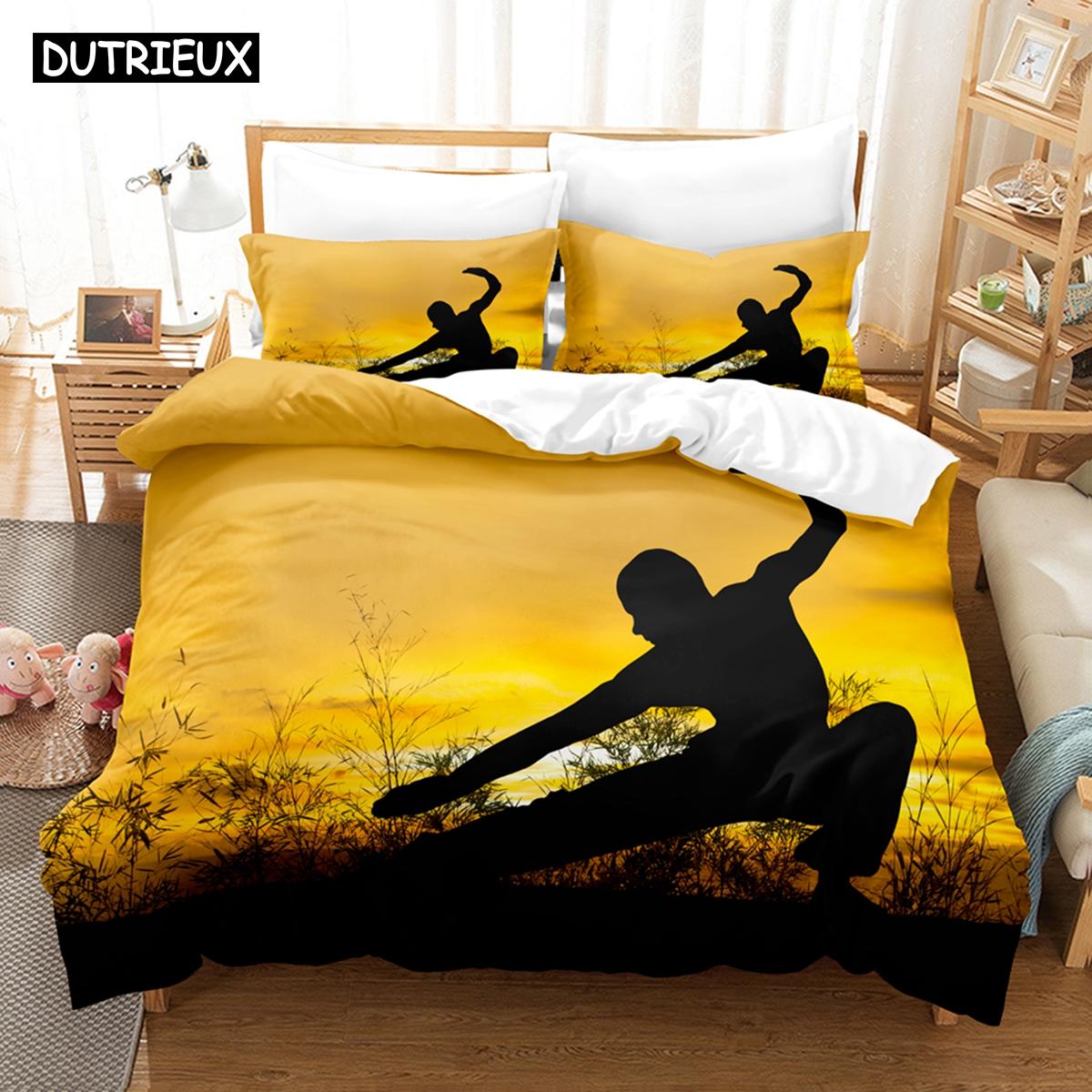 

3D Chinese Kung Fu Duvet Cover Set With Pillowcase Twin Full Queen King Size Bedding Sets EU single(135x200cm)