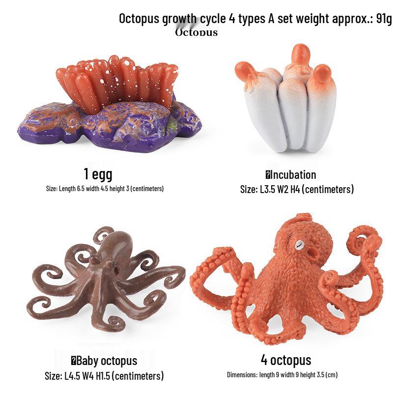 Marine Life Toy Set: Squid, Octopus & Jellyfish Figurines for Kids