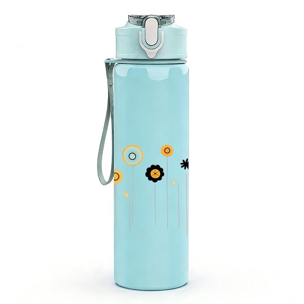 1PC Abstract Floral Dot Art 750ml Color Plastic Sports Water Bottle Leakproof Flip Straw Lid Suitable for Sports Office Home Use