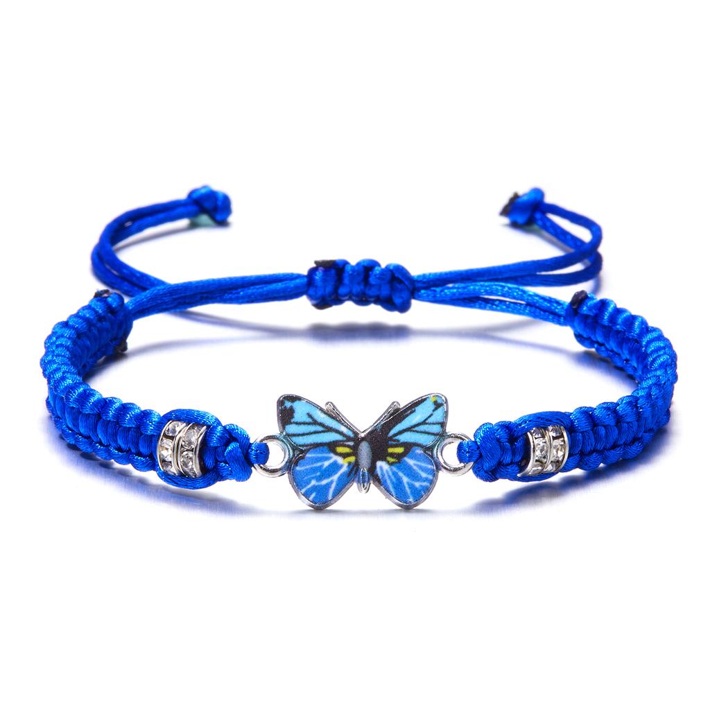 Bohemian Butterfly Handmade Braided Rope Bracelet for Women Girls Dainty Butterfly Adjustable Woven Chain Party Jewelry Gift