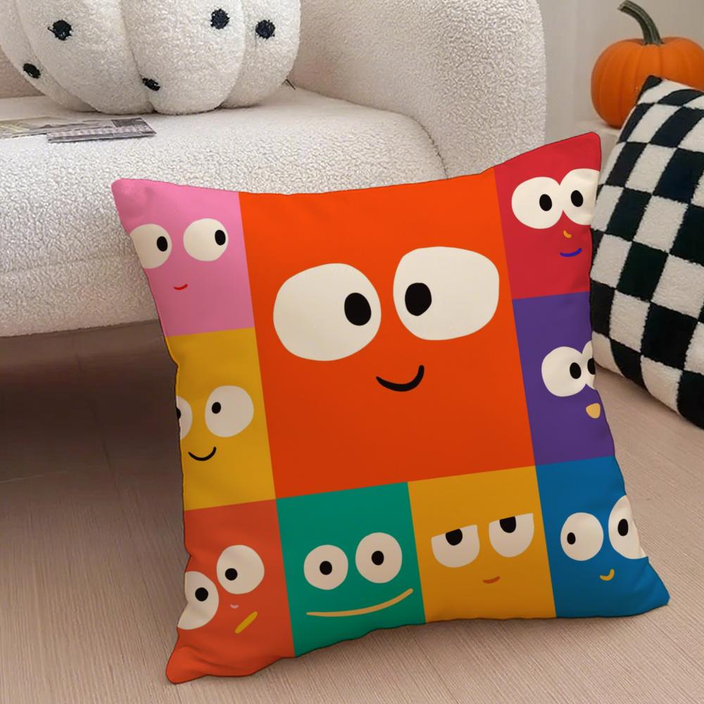 Cute Smile Cushion Cover Throw Pillow Cover Hidden Button Durable Polyester Chair Cushion