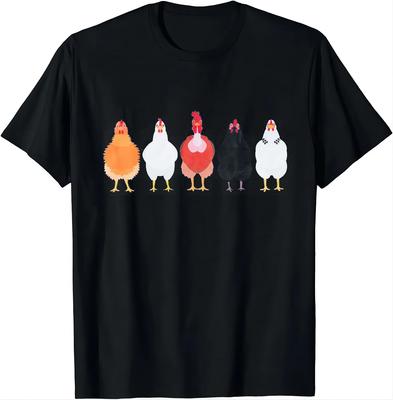 Fun and Colorful Chicken Design Tee for All Ages T Shirts...