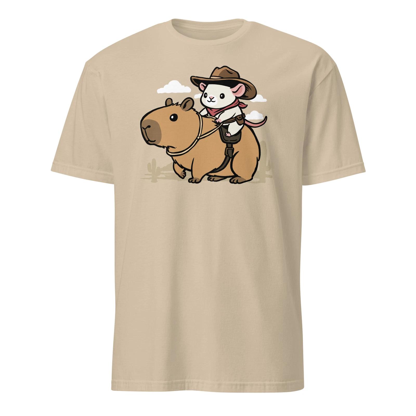 Capybara Shirt Cowboy Rat Riding Capybara Funny Rodent T-Shirt Size S-3XL Gift L