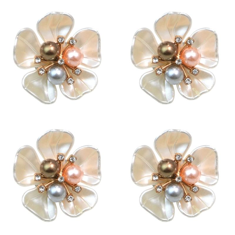4 szt. Dekoracyjne Pokrywki na Guziki Koszuli Perły Cyrkonie Ozdobne Spinki do Mankietów Klipsy do Koszul Kurtki Sukienki Dekoracja