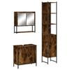 Bathroom Furniture Set - VIDAXL - Smoked Oak - 3 Pieces - Contemporary Design - Spacious Storage