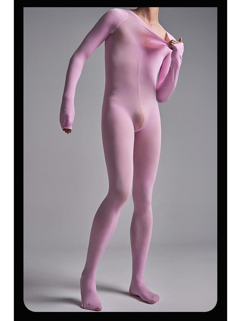 Pánské plus size sametové body s pětiprstými rukavicemi a kalhotami bez zad - Sexy černé punčochy