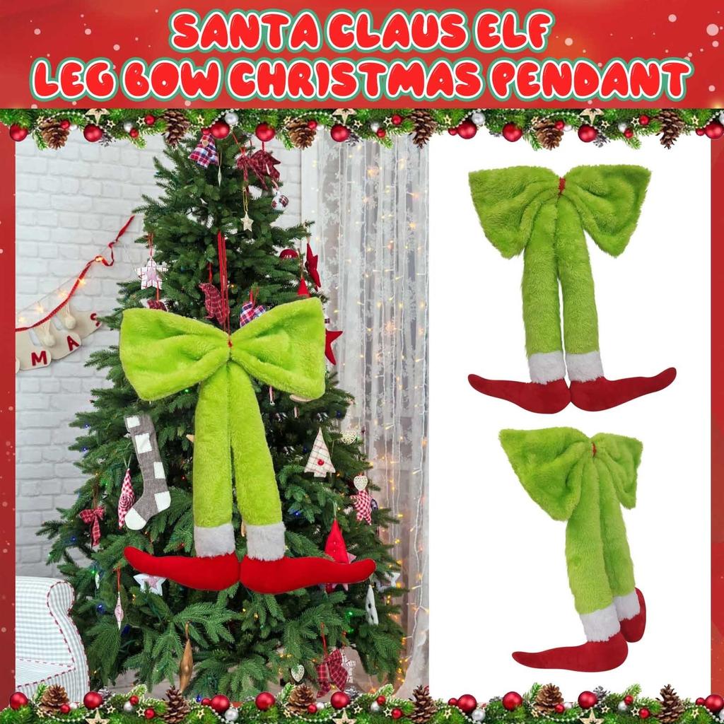 Christmas Decorations Green Prosthetic Legs Claus Legs Bow Christmas Ornaments