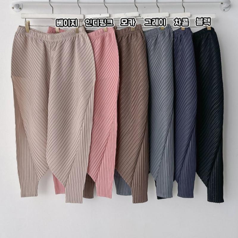 Shop   Women Tricord Pleated Baggy Pants Charcoal Ble Wpt 3106