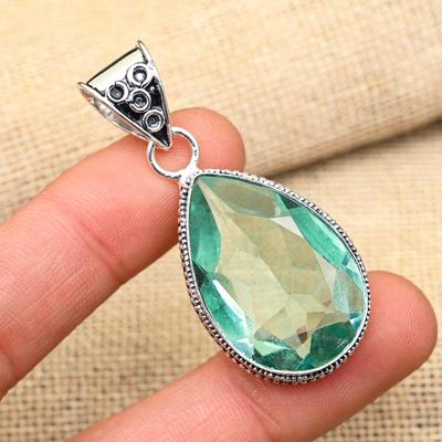 Wunderschöner Aqua Apatit Edelstein Handarbeit 925 Sterling Silber Schmuck Anhänger als Hochzeitsgeschenk