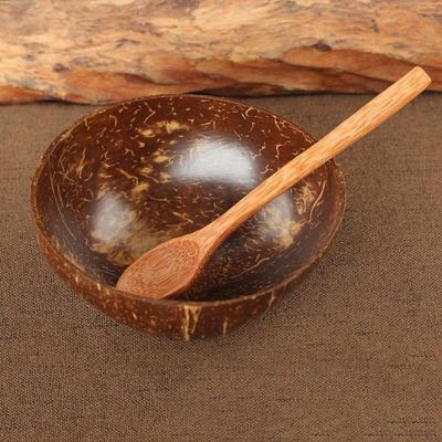 Kitchen Tableware Fashion Coconut Bowl Spoon Set Creative Coconut Shell Fruit Salad Noodle Rice Bowl Wooden Bowl Tableware