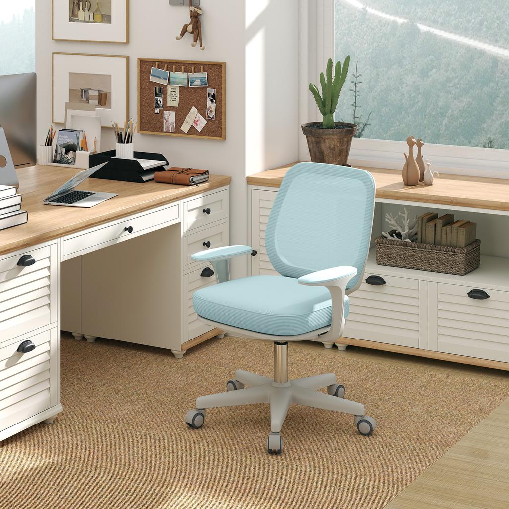 Office Chair, Ergonomic Desk Chair with Swivel Function, Height-Adjustable 55 X 48 X 82.5-94.5 Cm Green